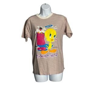 Vintage Looney Tunes It's a Bad Day for Puddy TatTweety & Sylvester Ringer‎ Tee